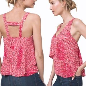 WHBM tiered coral and white croc print top